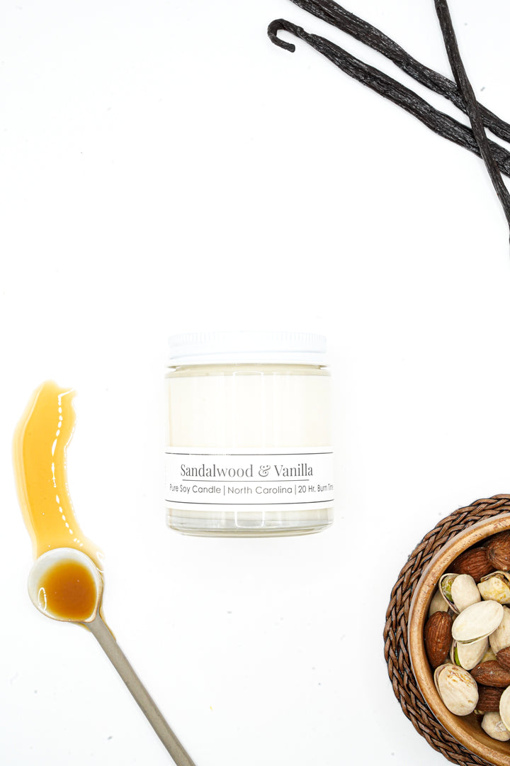 Sandalwood &amp; Vanilla 4 oz Soy Candle